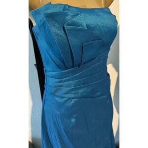 Vintage Jessica McClintock Formal Dress Metallic Teal Full‎ Length Size 2